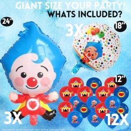 partypalaceusa 18pc circus clow foil latex Balloons party supplies decoration theme baby plim