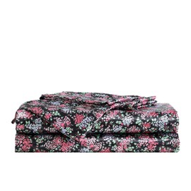 Betsey Johnson - Sheets, Luxurious Satin Bedding with Matching Pillowcases, Deep Pocket, Smooth & Silky Room Essentials (Confetti Floral Pink, Queen)
