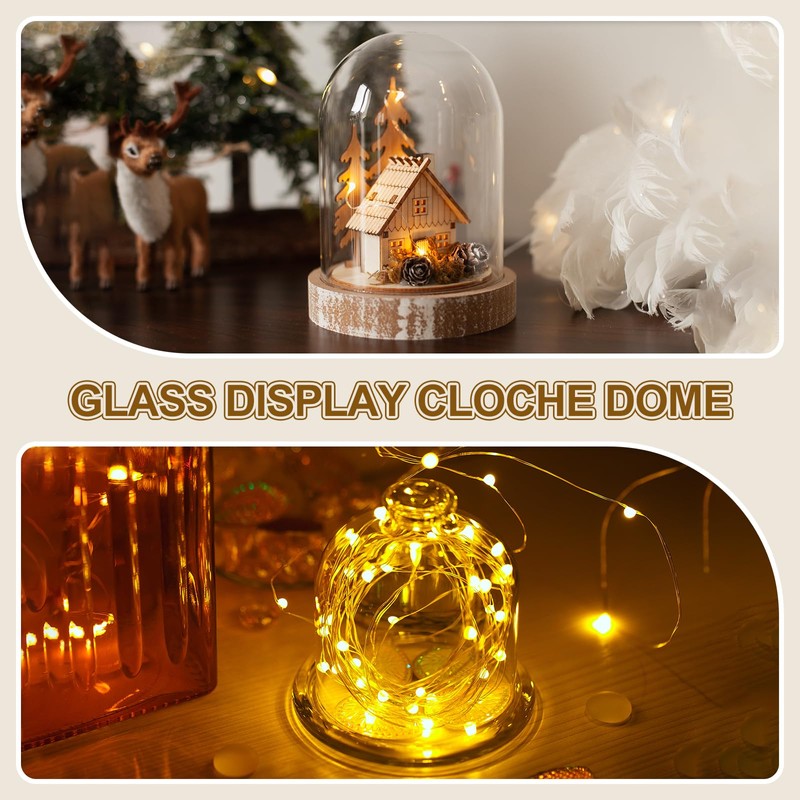 uxcell Cloche Glass Dome, 3.5" x 7" Decorative Glass Display