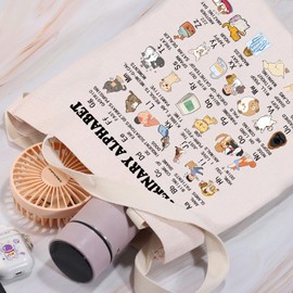 LEVLO 26 Veterinary Alphabet Tote Bag - Adult Women's Medium Polyester Reusable Shopping Bag for Veterinary Professionals, Pet Owners