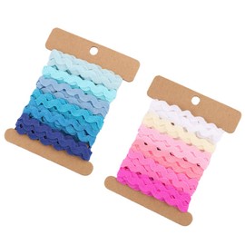 PRETYZOOM Pack of 2 Rick Rack Trim Zigzag Edge Ribbon Wave Bend Fringe Trim Band for Clothing Dress Sewing Flowers Making Crafts Delivery 8 mm (6 Colours/Piece Colour 8 + 9)