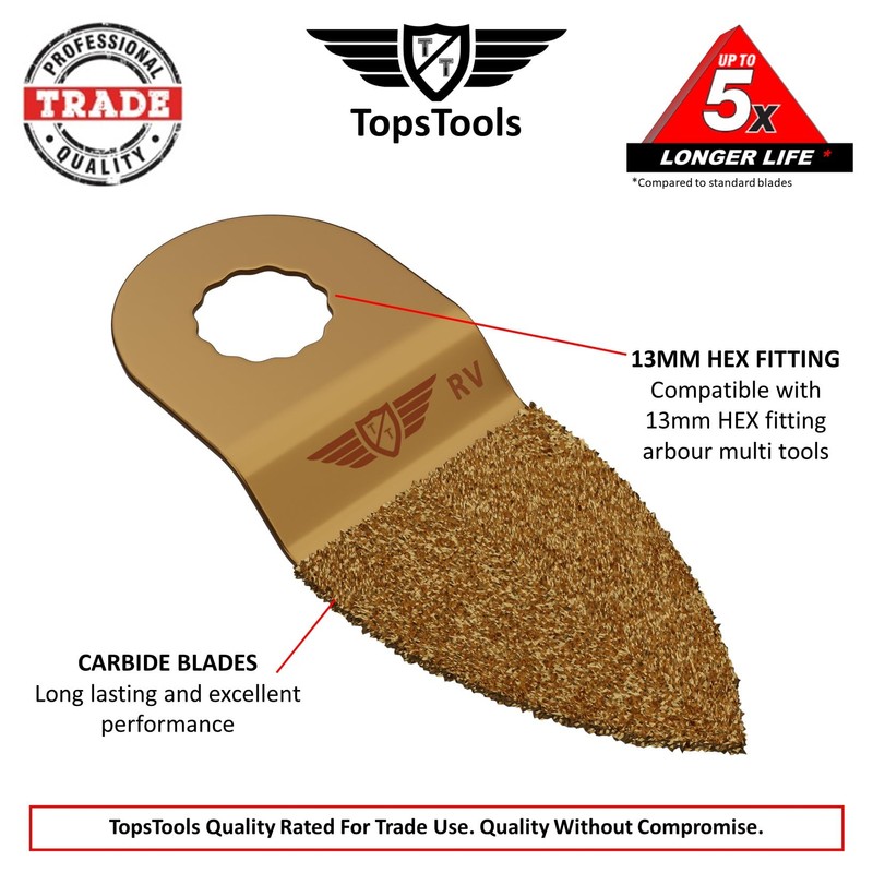 3 x 35mm TopsTools RVCRMT_3 Carbide 13mm HEX Fitting Triangle