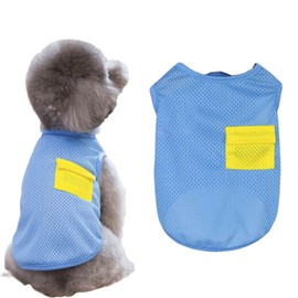 BROUAURPE Summer Mesh Shirt for Dogs and Cats, Lightweight Breathable Vest with Pocket Design, Soft Fabric for Warm Weather, Sky Blue, L