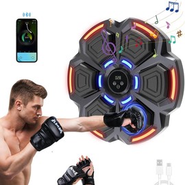 Music Boxing Machine for Adults, Bluetooth Music Punching Machine with Gloves, Electronic LED Boxing Training Equipment Wall Mounted, 9 Modes & 9 Speeds, Home Indoor Workout Trainer Equipment - Colour: Music Boxing Machine+Gloves