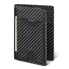 VULKIT Credit Card Holder RFID Blocking Slim Carbon Fiber Wallet Anti Scan Bank Card Holder Quick Access with 10 Slots