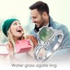 POPLYKE Natural Moss Agate Engagement Ring for Women, Green Moss