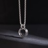 Yooping Men's Necklace, Silver, Double Ring, Pendant, Stainless Steel