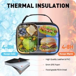 Hairao Insulated Lunch Box for Boys,Game Lunch Bag for School Picnic Hiking Beach Travel Office,Waterproof Leakproof Lunch Bento Box,Leather Lunch Box