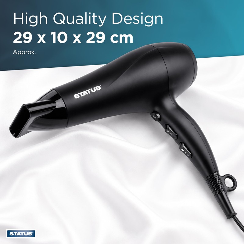 STATUS: Lyon Black Hairdryer / 1800-2200w / 2 Speeds, 3
