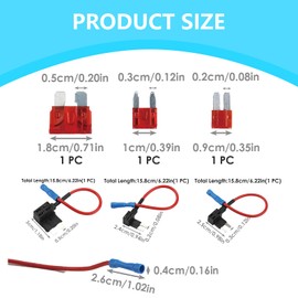 6 Pcs Fuse Taps Set, 3 Types Micro Small Fuses Adding a Circuit Adapter Car Fuse Splice Piggyback Fuses Holder, Dual Slot Holder for Car Truck Boats with 12V 24V Universal 10A Wire Harness (A)