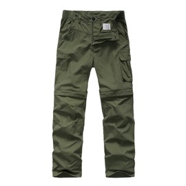 Kids' Cargo Pants, Boy's Casual Outdoor Quick Dry Waterproof Hiking Climbing Convertible Trousers #9016-Army Green-L