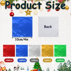 500 PCS Foil Candy Wrappers, 4x4 inches Square Package Wrapping for Chocolate Candy Packaging, 5 Colors Chocolate Wrappers for Valentine's Day Wedding Birthday