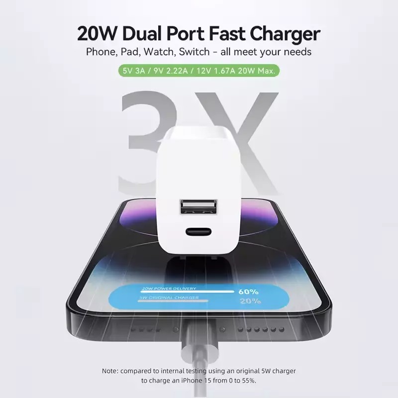 Tech Secure Dual Port PD Power Adapter USB & USB