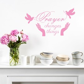 Bible Verse Wall Decor Inspirational Wall Decals Peel and Stick Prayer Changes Things, Biblical Christian Wall Art, Christian Wall Decor, Religious Wall Sayings for