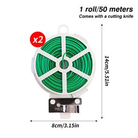 2 Roll Gartendraht mit Cutter, 100M Pflanzendraht Bindedraht, Blumendraht, Draht Garten Pflanzdraht Ummantelt, Blumendraht Grün für Die Gartenarbeit Kletterpflanzen, Sträucher, Blumen und Weinreben
