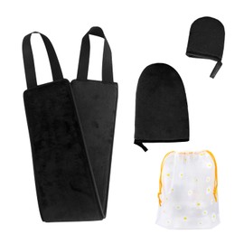 3-piece self-tanning applicator with 1-piece storage bag, self-tanning gloves, back lotion applicator, velvet tanning gloves, exfoliating tanning gloves men, women