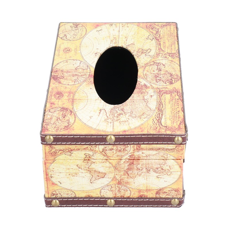 Tissue Box Organizer Composite Wood Leather Rounded Edges Premium Texture