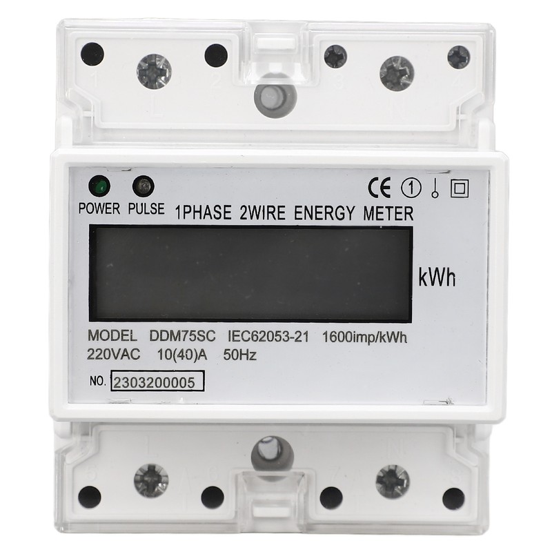 Energy Meter 1 Phase 2 Wire 4P Digital LCD Kwh