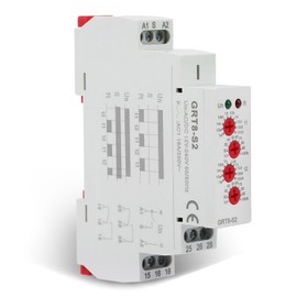 Jeanoko ON/OFF Asymmetric Repeat Cycle Timer Relay GRT8- 0.1S-100 Days 35mm DIN Rail AC/DC 12-240V Mini for Cyclic Delay Control Industrial Electrical