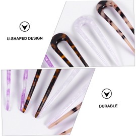 DECHOUS 4pcs U Shaped Acetic Acid Hairpins Vintage Style Bun Holder Sticks for Women Elegant Hair Accessories Lightweight Non Skid Design for All Occasions