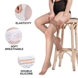 Syylqyr 4 Pairs Hold up Stockings for Women, Stockings Hold Ups for Everyday Wear Parties Shopping Entertainment Performances, Shows& Dancing One Size(Black/Red/White/skin-colored)