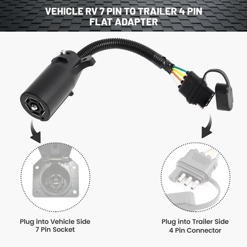 Oyviny 7 Way to 4 Way Trailer Plug Adapter, RV