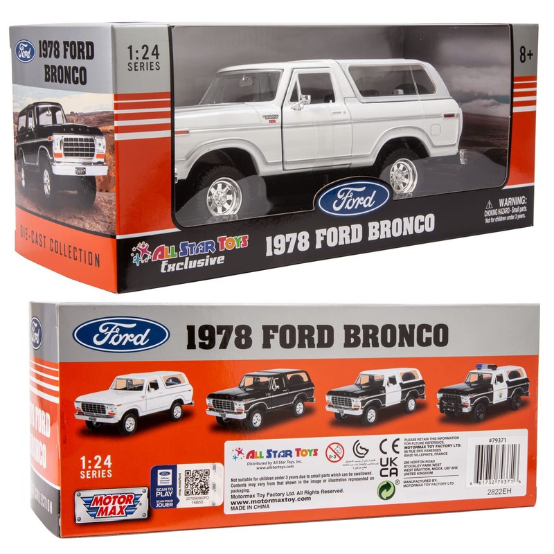 1978 Ford Bronco 1:24 Diecast Model Car White SUV SUT