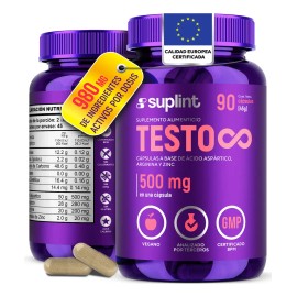 Testo Suplemento Hombre Ácido Aspártico Fenogreco Arginina Zinc Vegano Gluten Colorantes Cápsulas