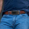 DOOPAI Men's Adjustable Ratchet Belt -Tan Leather Dress Belt for