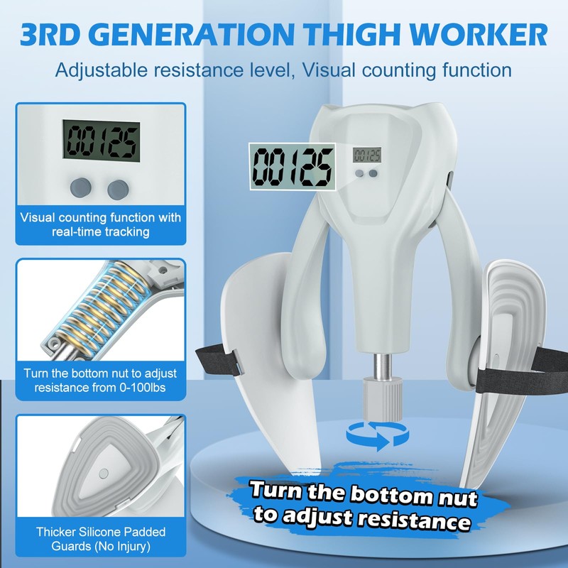 3rd Gen Thigh-Train 0-100 lbs Adjustable Resistance Inner Thigh-Train Exercising