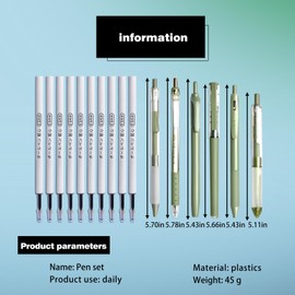 EULAPGOE 6 PCS Aesthetic Ballpoint Pens with Highlighter, 0.5mm Retractable Gel Ink Pens with 10 refills for Students Adults Stationery School Office Supplies