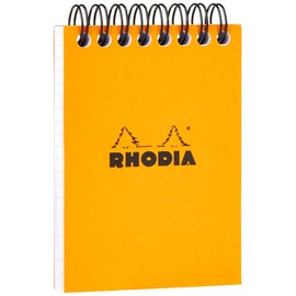 Rhodia 11500C - Spiral Notebook (Full Bound) Orange - A7 - Small Squares - 80 Detachable Sheets, 80G Clairefontaine Paper - Classic Soft Coated Card Cover