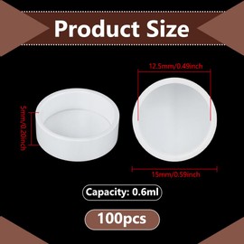 PH PandaHall 100pcs Flat Round Watercolor Pans 0.6ml Plastic Empty Paint Pans Small Pan Case Watercolor Pallet Pan for DIY Art Drawing Painting, Paint Palette, Travel Tin Case Palettes, White