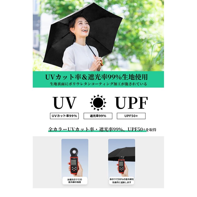 GINZA STYLE Folding Umbrella, Sun Umbrella, UV Protection, 100% Light