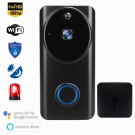 Timbre Inalambrico WIFI Videoportero Inteligente con Cámara de Seguridad Full HD 1080p Aprueba de Agua IP54. Incluye campanilla Interior Inteligente I