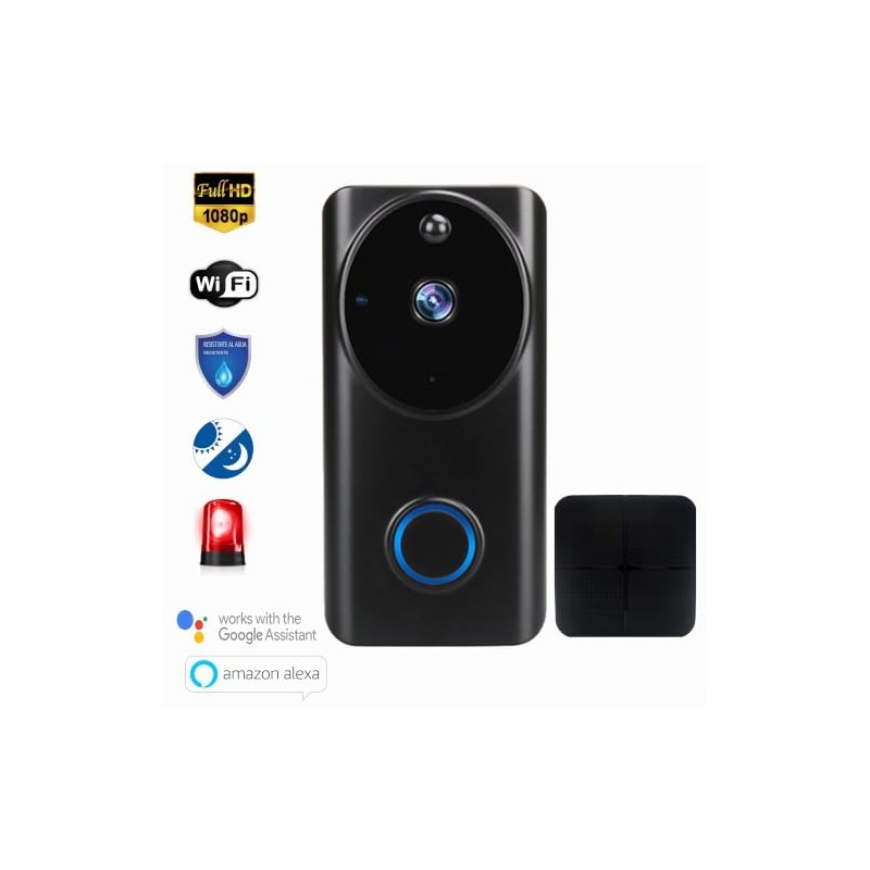 Timbre Inalambrico WIFI Videoportero Inteligente con Cámara de Seguridad Full