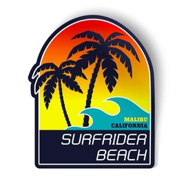 Squiddy Surfrider Beach Malibu California - Vinyl Sticker for Car, Laptop, Notebook (5" high)