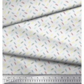 Soimoi White Velvet Fabric Paper Clip Shirting Printed Fabric 1 Yard 58 Inch Wide