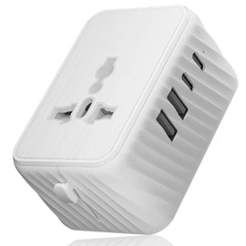 SUNNIFLY 5 in 1 Reisestecker Adapter Weltweit, Steckeradapter für Multinationale Steckdosen, mit 2 USB-A und 2 USB-C Buchsen, Universalsteckeradapter für Europa, UK, USA, Australien