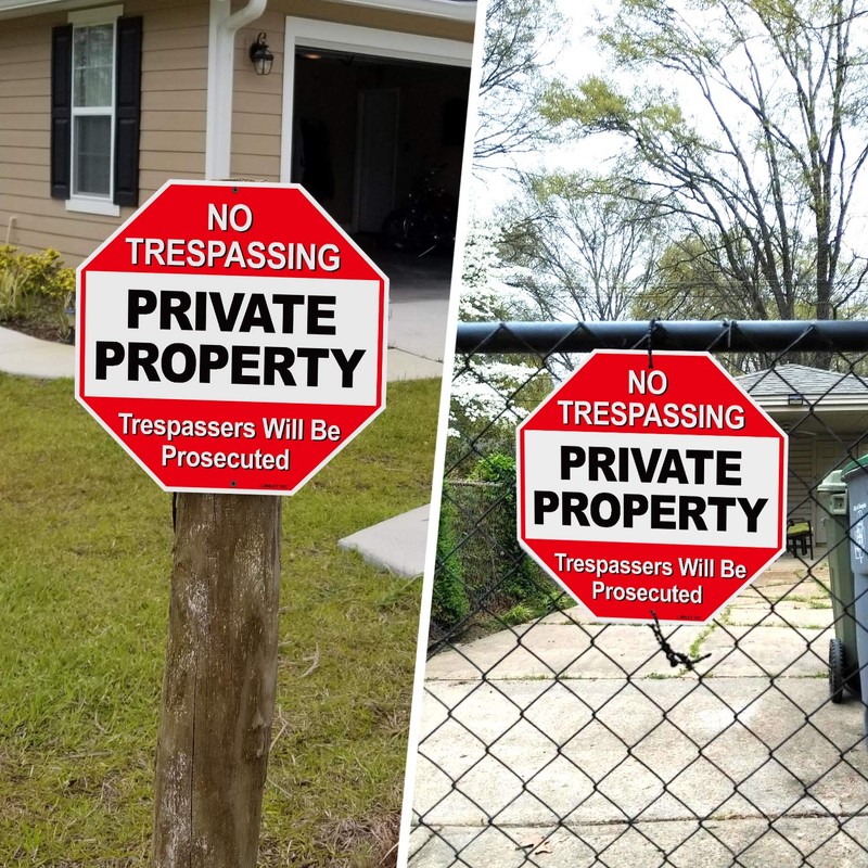 ANLEY Private Property Aluminum Warning Sign, Trespassers Will Be Prosecuted