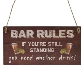 Second Ave Funny Joke Bar Rules Wooden Hanging Rectangle Home Bar Friend Sign Plaque