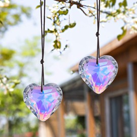 H&D Crystal Heart Shape Pendant, Glass Rainbow Suncatcher