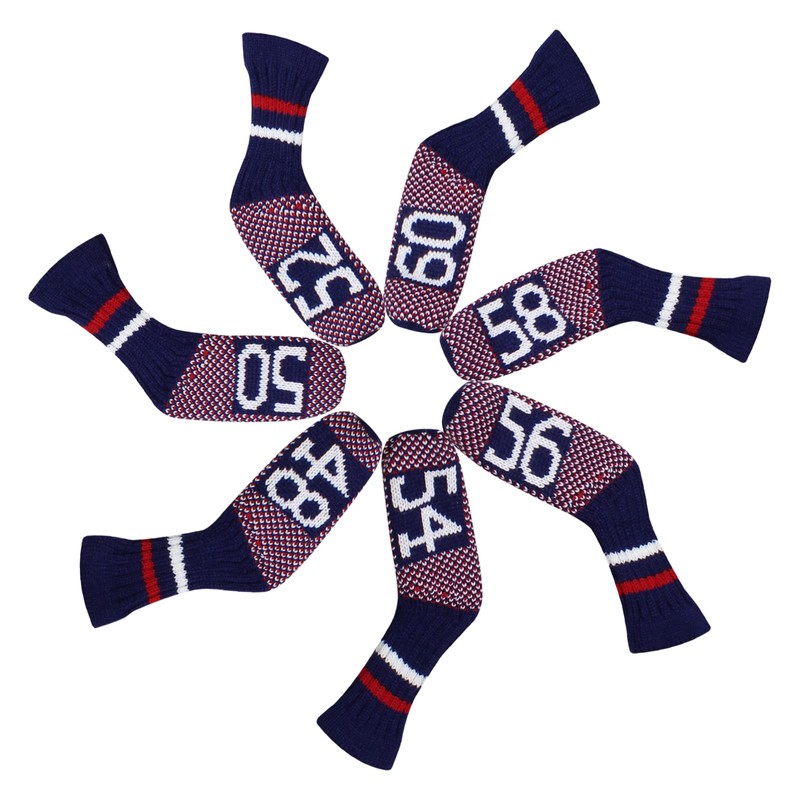 Knitted Wedge Golf Iron Headcovers 7 PCS Club Protector 48,50,52,54,56,58,60