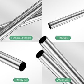 M METERXITY 2-Pack 250mm 304 Stainless Steel Tube, 8mm OD 0.8mm Wall Thickness Seamless Stainless Steel Tubing for Construction/Machining/DIY Crafting, Metal Straight Pipe [0.31x0.03x10IN]