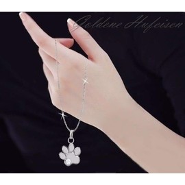Goldene Hufeisen Jewellery Set Paws with Zirconia Pendant Necklace Stud Earrings 925 Sterling Silver Paw Girl, Sterling Silver Sterling Silver Zirconia, Cubic Zirconia
