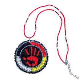 Native American Handmade Necklace For Women, MMIW Handprint Handmade Beaded Necklace Pendant, Beaded Necklace With Native American Style