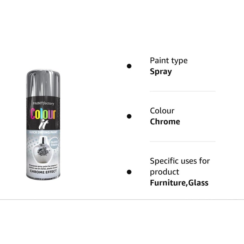 Chrome Effects Spray Paint Gloss Metal Wood Plastic 400 ml