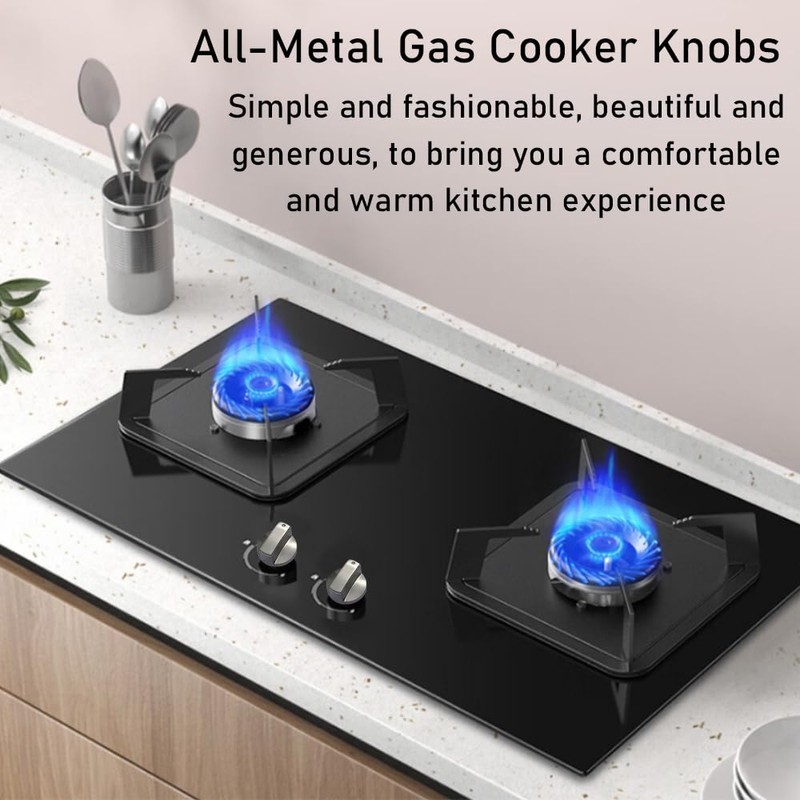 Huanfeimo 4 PCS Gas Hob Knobs Replacements 6mm Metal Brushed