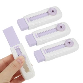 M&G 4 Pack Erasers, Purple Sliding Retractable Eraser Push Pull Cute Pencil Erasers Soft Large Easy to Clean with Plastic Sleeve for Sketching Drawing Artists Teacher Pencils, Purple