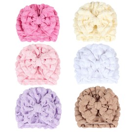 Juego de 6 Piezas Gorros y Turbantes para Niños y Niñas de 0 a 6 Meses, Accesorios para el Cabello